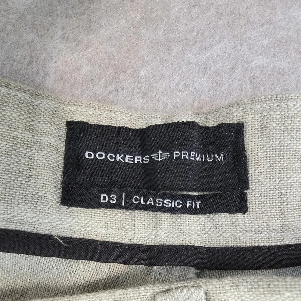 Dockers Premium Linen Blend Pants 36x29 D3 Classic Beige Coastal Preppy Beach